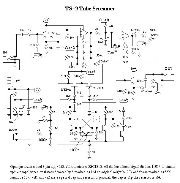 Схема Ibanez - TS-9 Tube Screamer