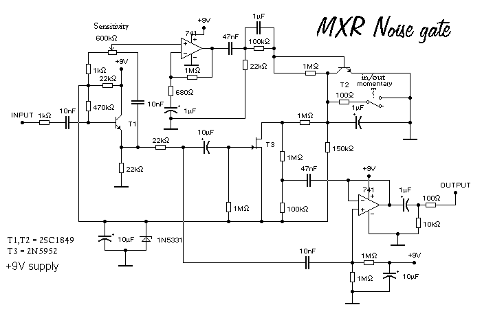 Схема MXR - Noise Gate v1
