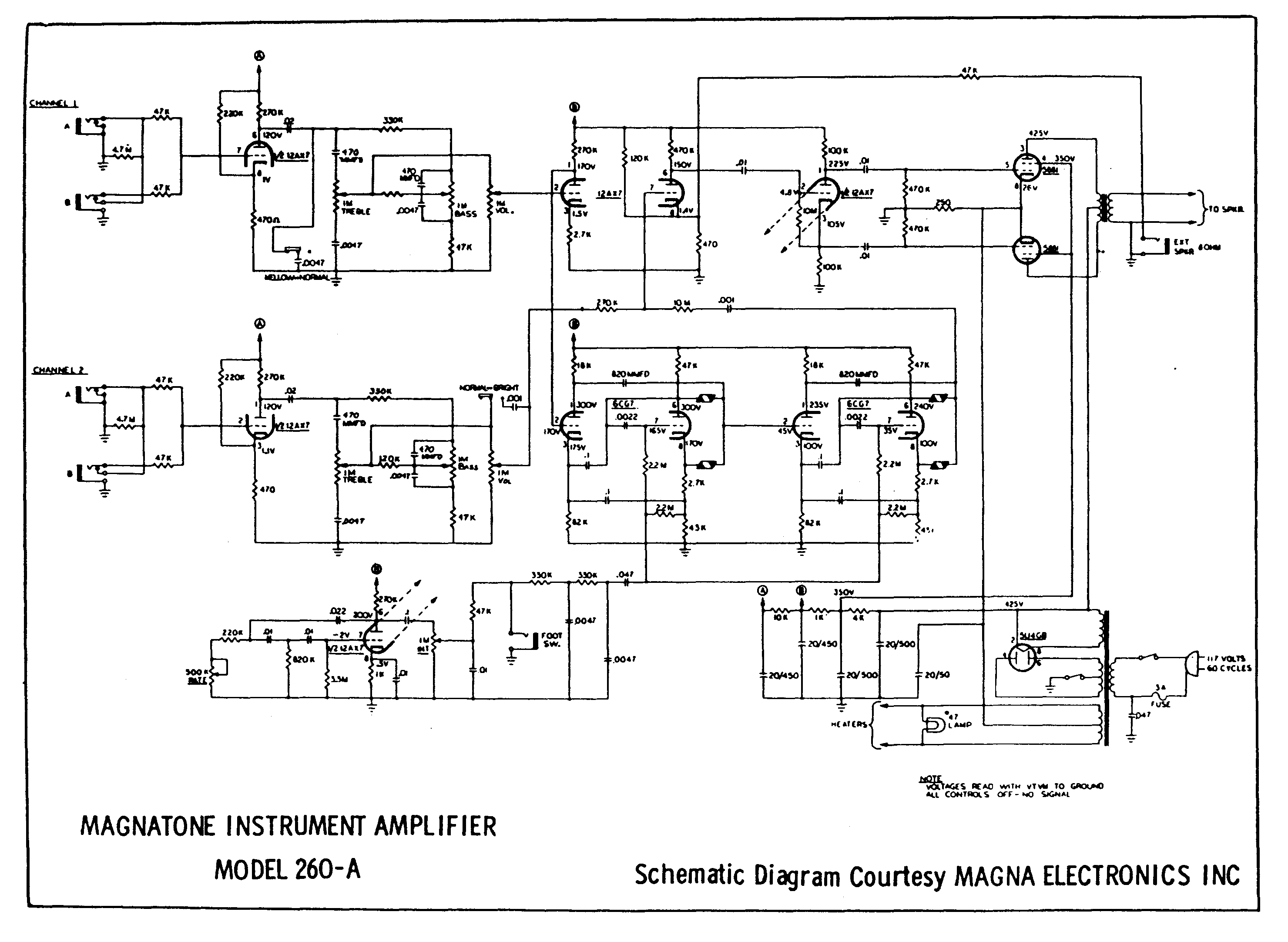 Схема Magnatone - M-260A amplifier