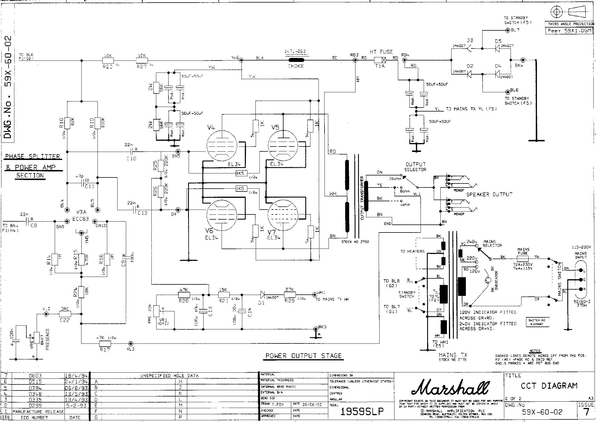 Схема Marshall - 1959SLP Power Amp