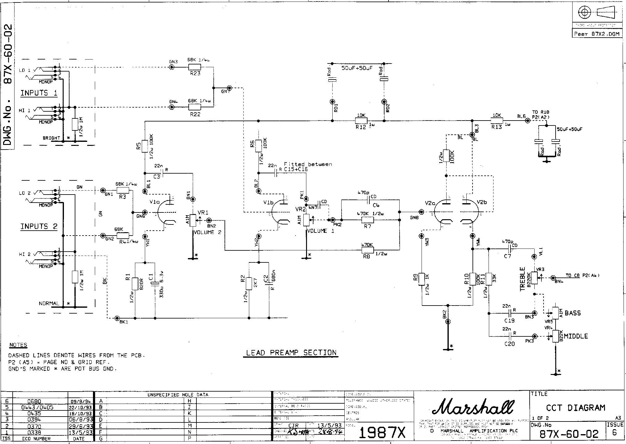 Схема Marshall - 1987X Preamp