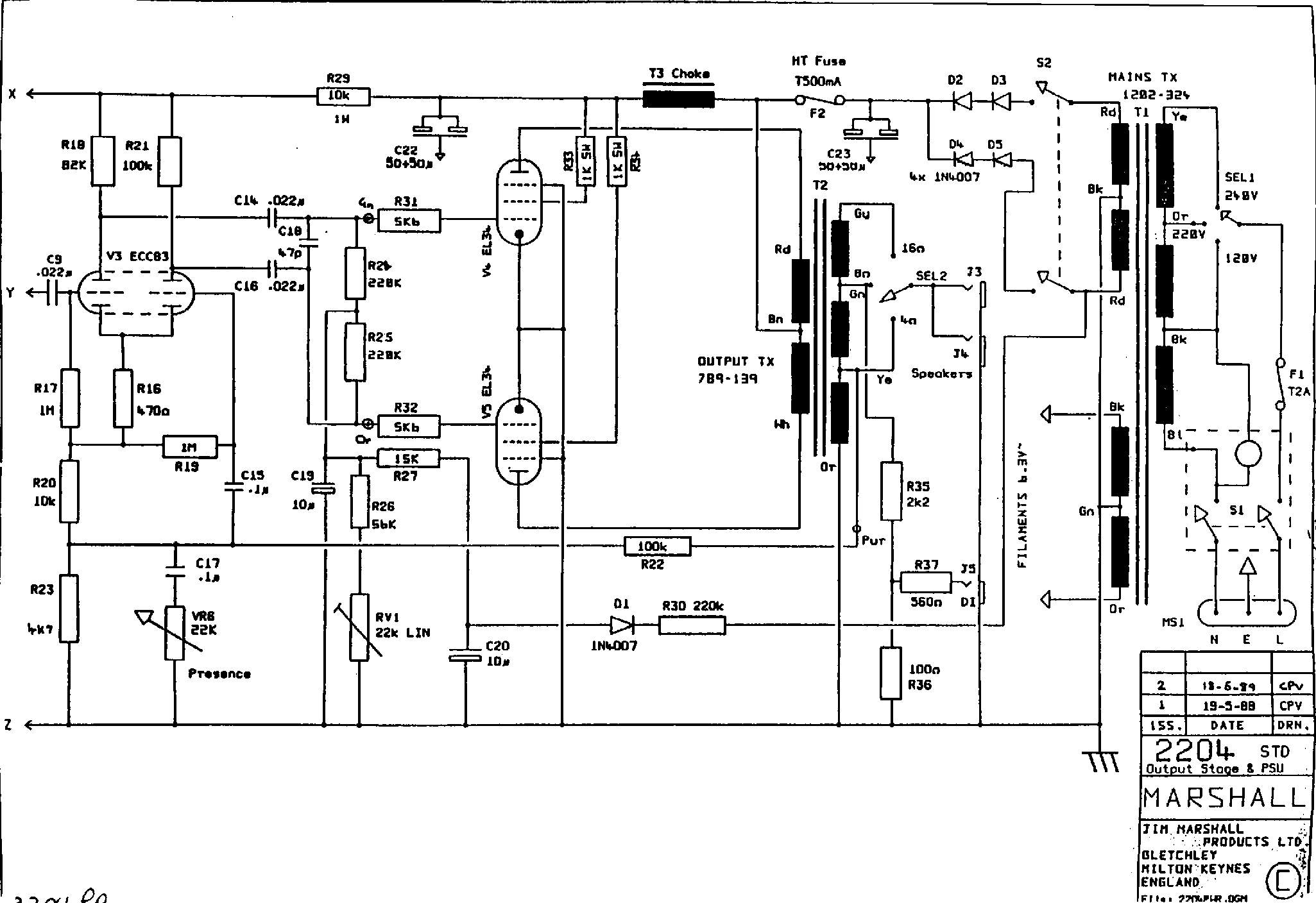 Схема Marshall - 2204 Power Amp