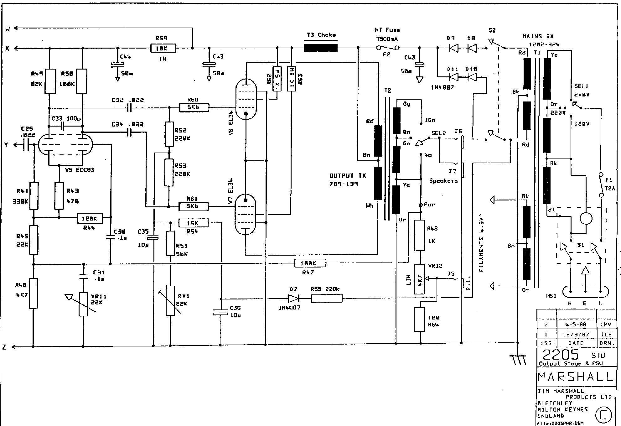 Схема Marshall - 2205 Power Amp