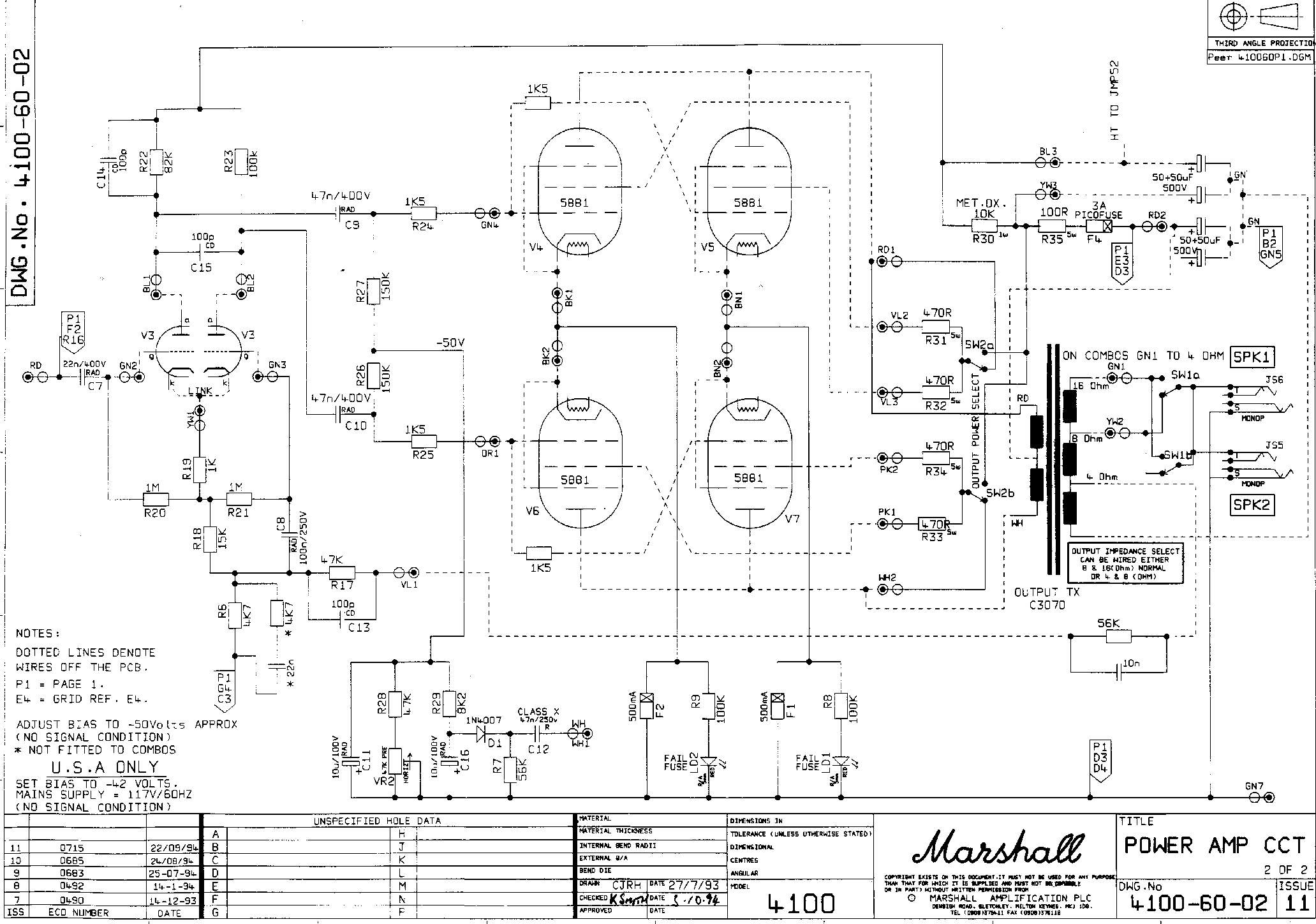 Схема Marshall - 4100 Power Amp