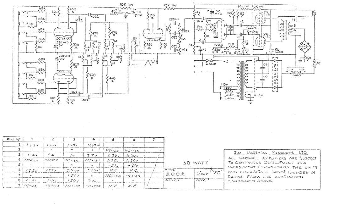 Схема Marshall - Amp (50W) M2002