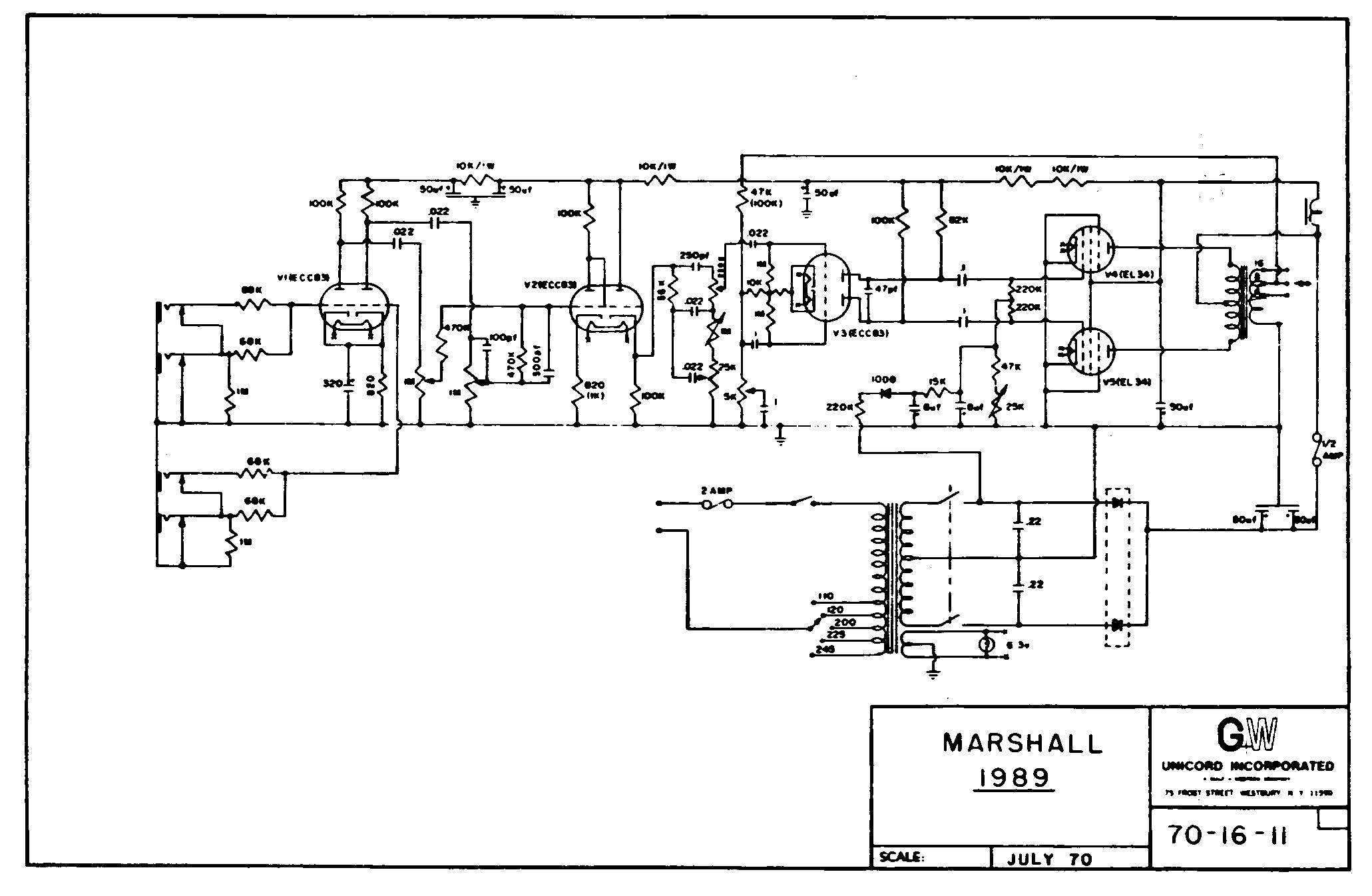 Схема Marshall - Amplifier M1989