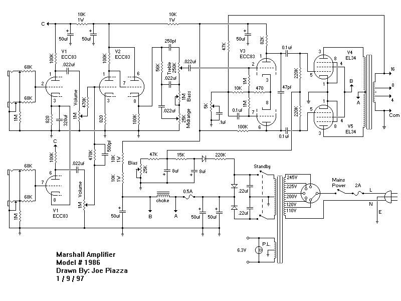 Схема Marshall - Amplifier M1996
