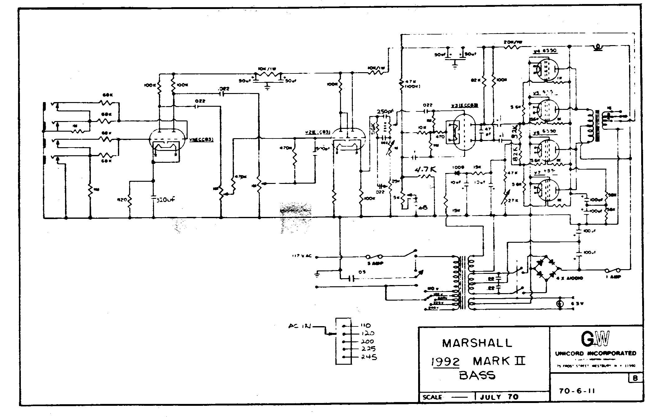 Схема Marshall - Bass Amp Mark II (1992)
