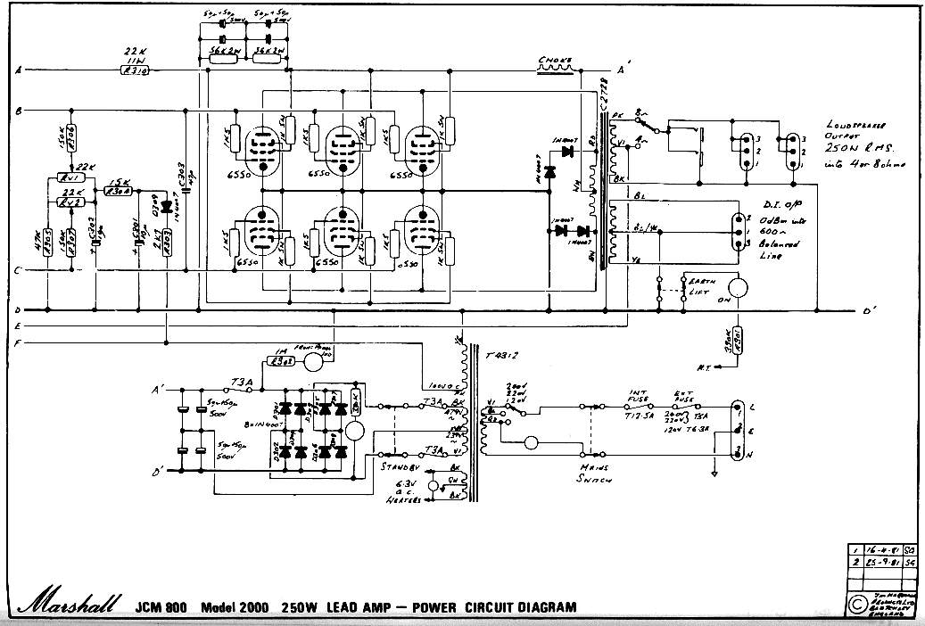 Схема Marshall - JCM 800 2000 Power Amp
