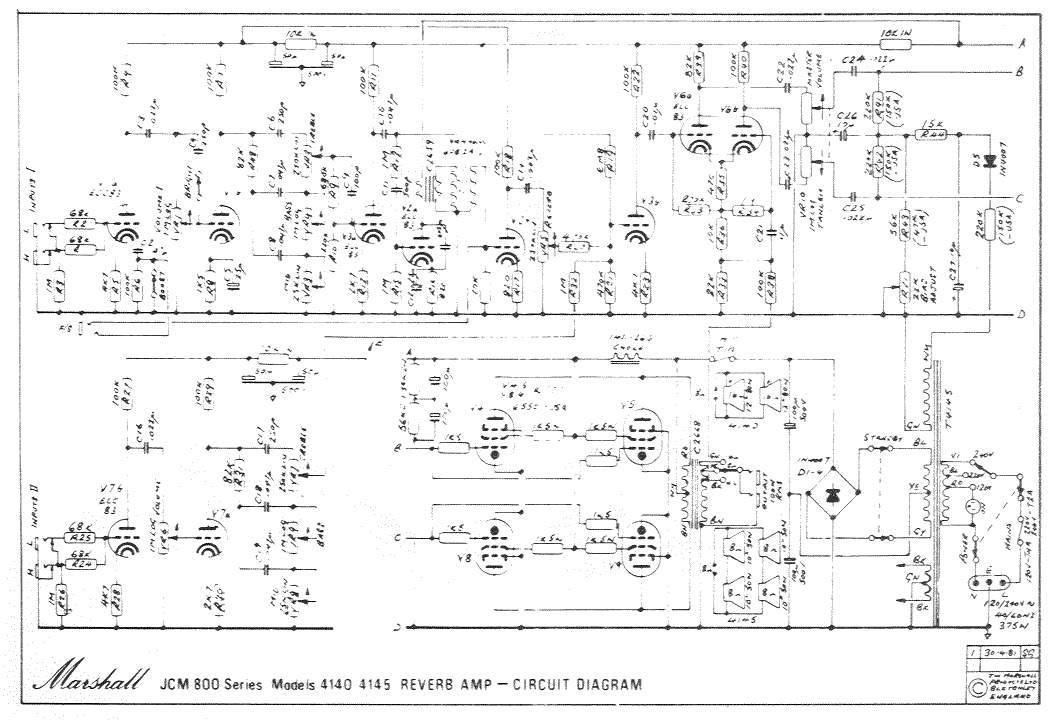 Схема Marshall - JCM 800 Reverb Amp (M4150 4145)