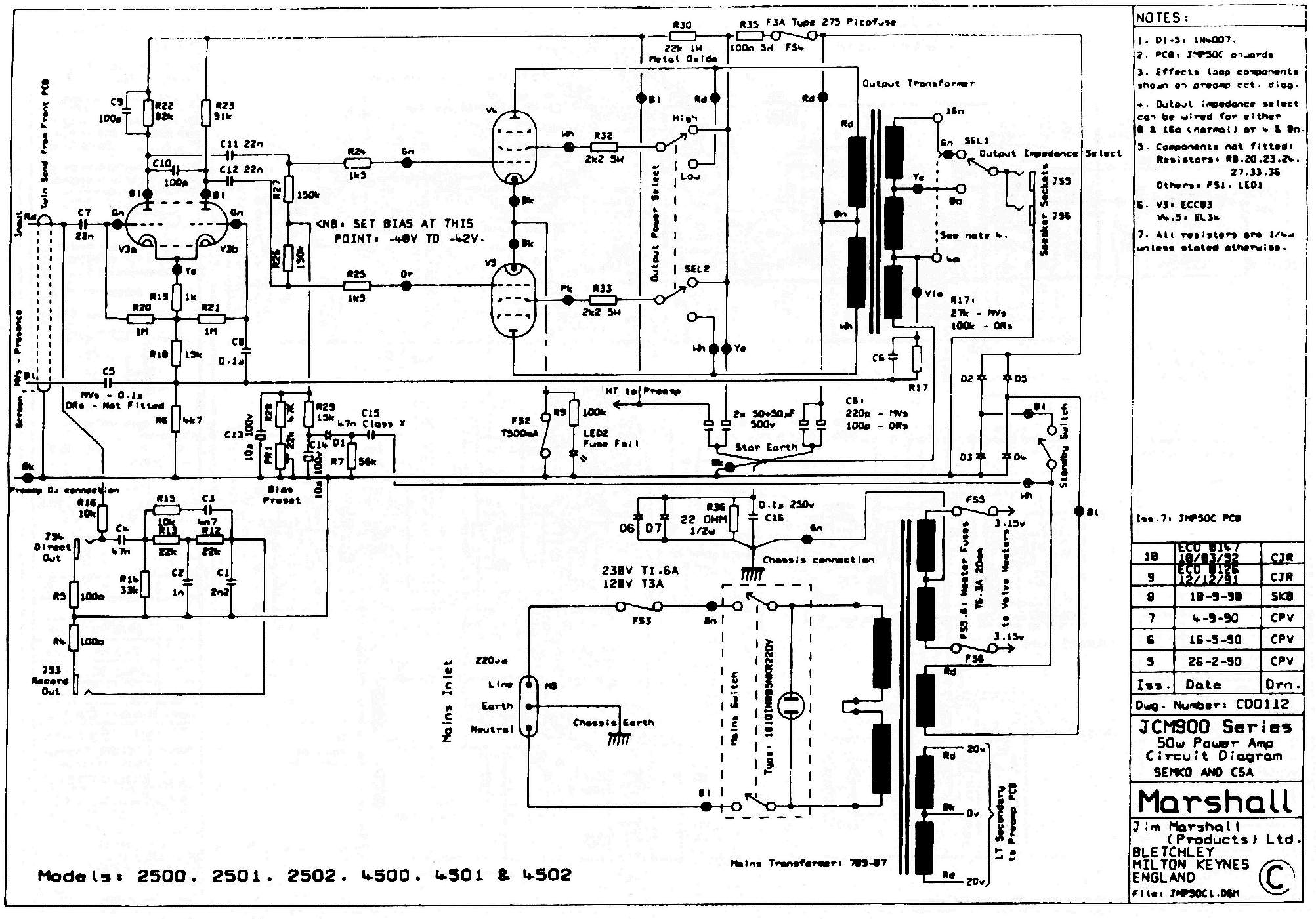 Схема Marshall - JCM 900 Power Amp (50W)