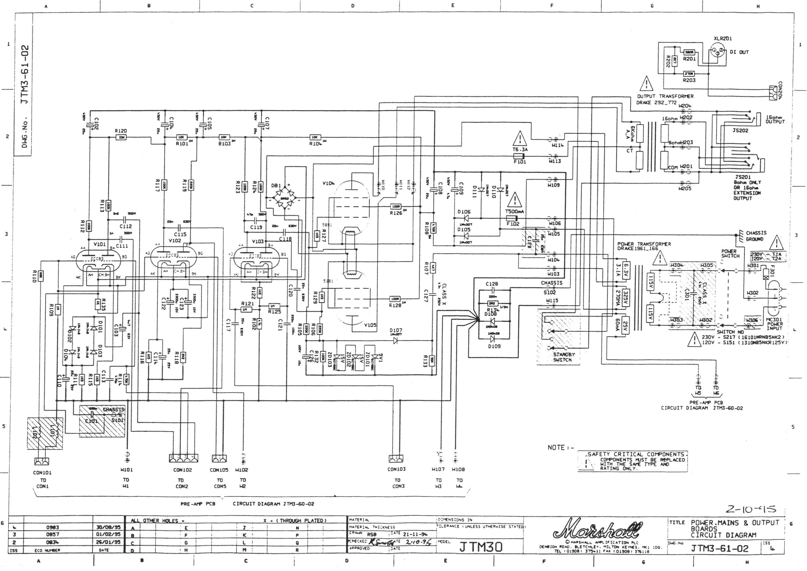 Схема Marshall - JTM30 Power+Output