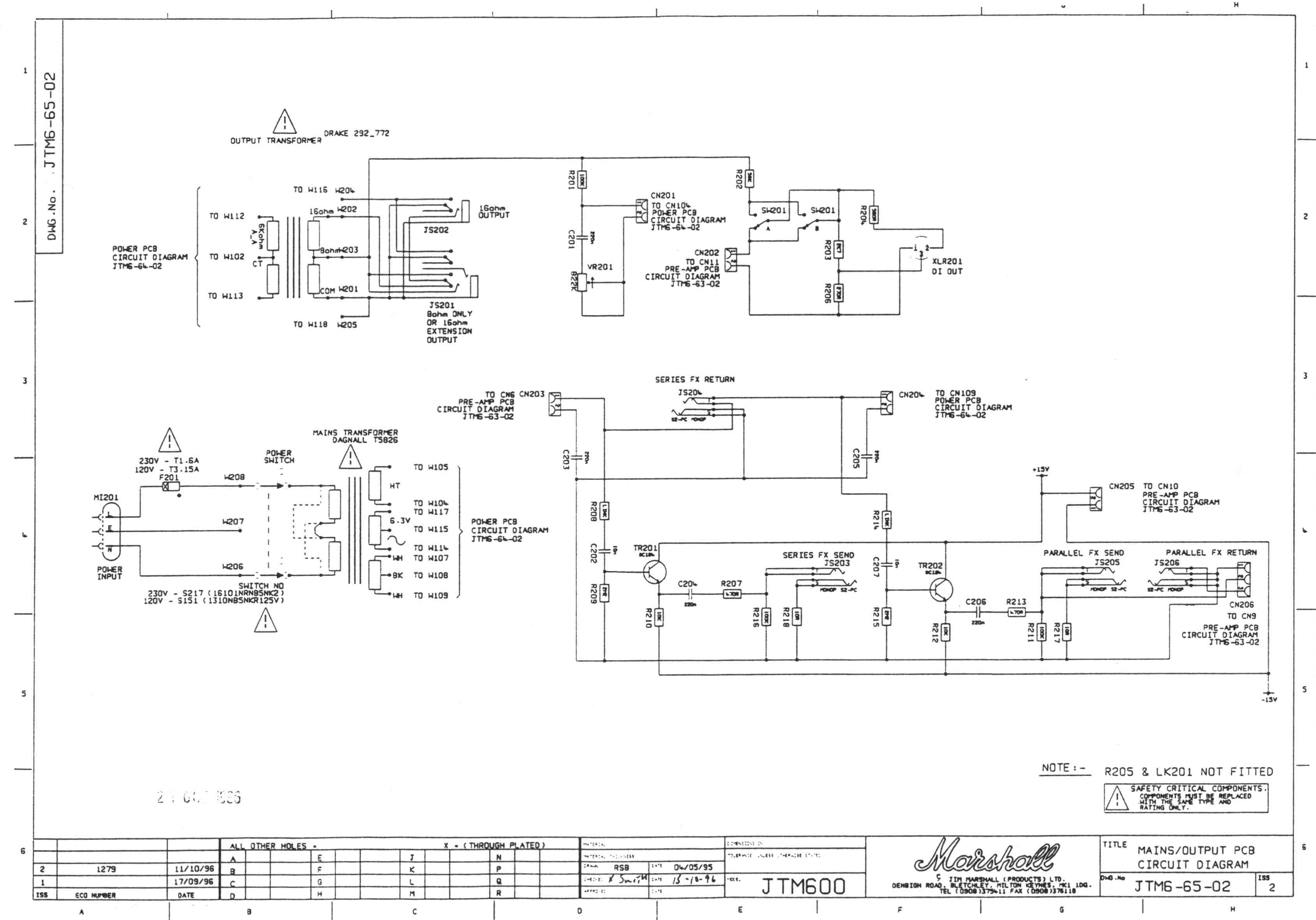 Схема Marshall - JTM600 Output