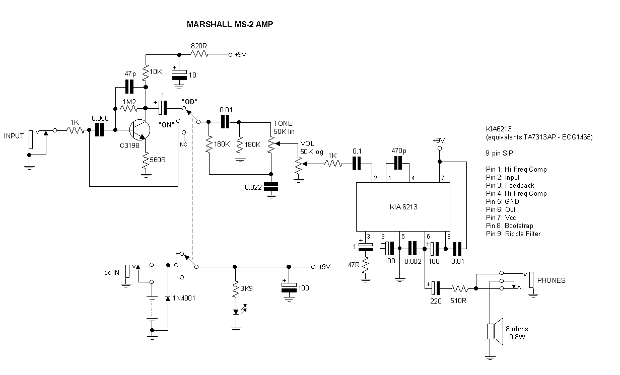 Схема Marshall - MicroAmp MS-2