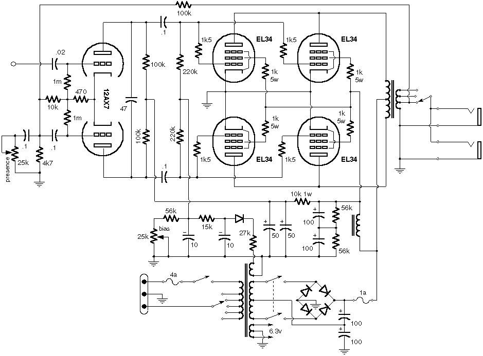 Схема Marshall - Power Amp (100W)
