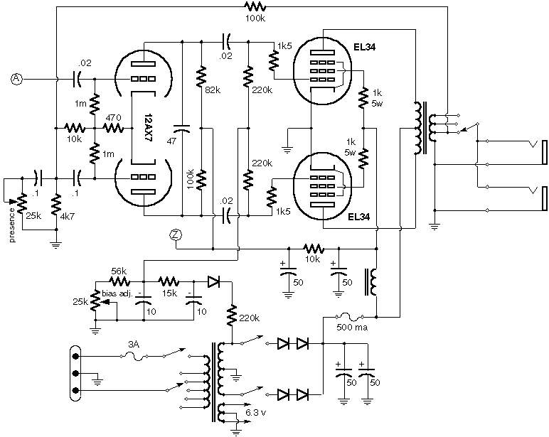 Схема Marshall - Power Amp (50W)