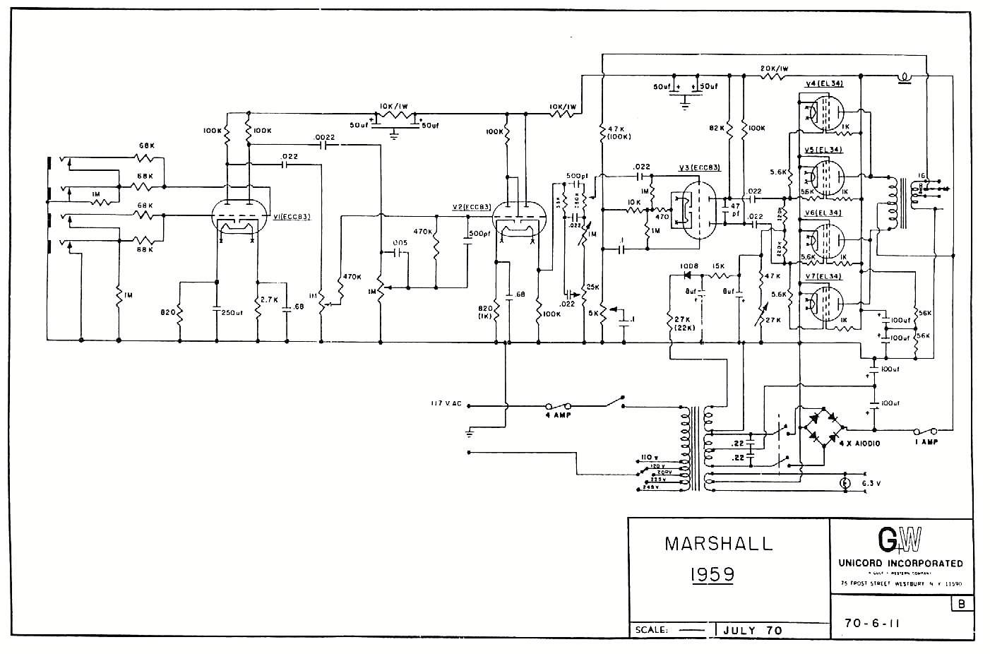 Схема Marshall - Super Lead (1959)