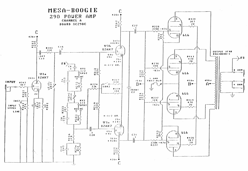 Схема Mesa Boogie - 290 Power Amp