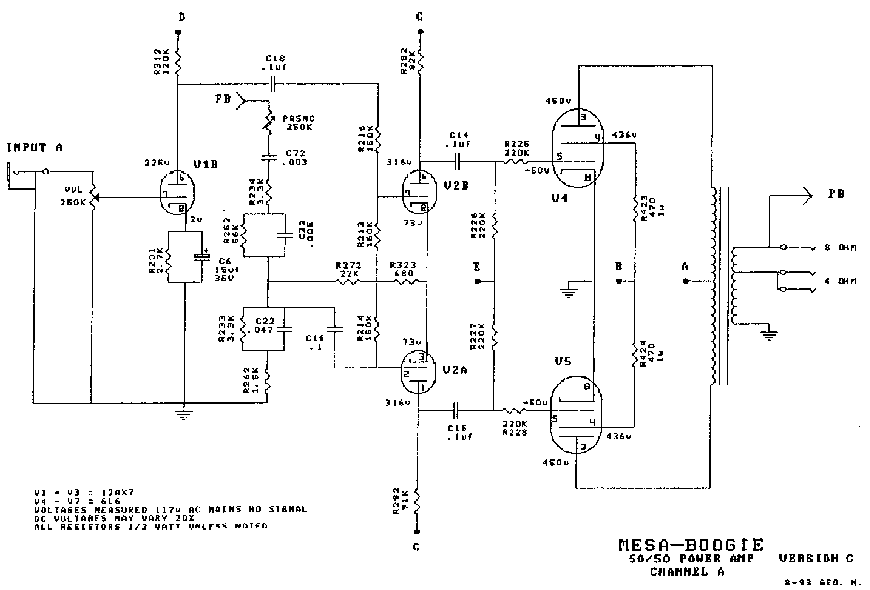 Схема Mesa Boogie - 50x50 Power Amp
