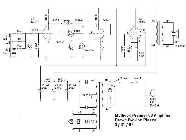 Схема Multivox - Premier 50 Amplifier