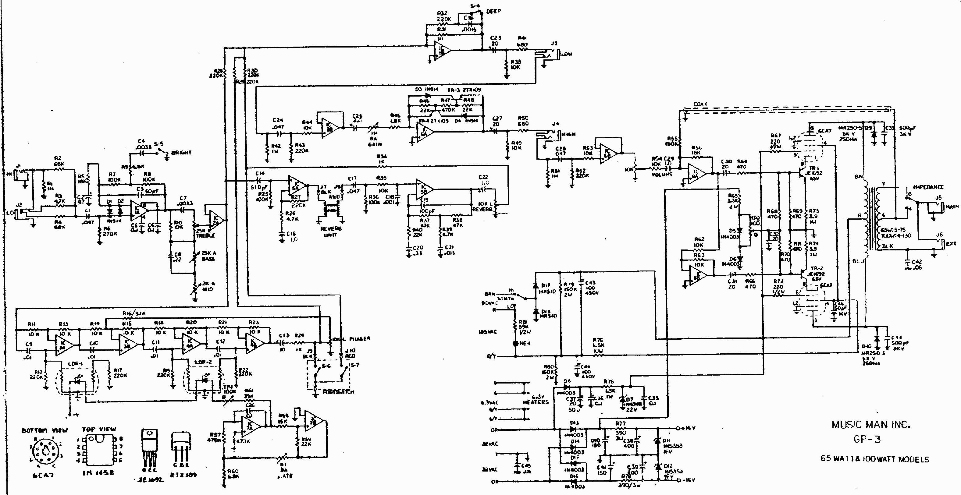 Схема Music Man - Amplifier GP-3 (60-100W Models)