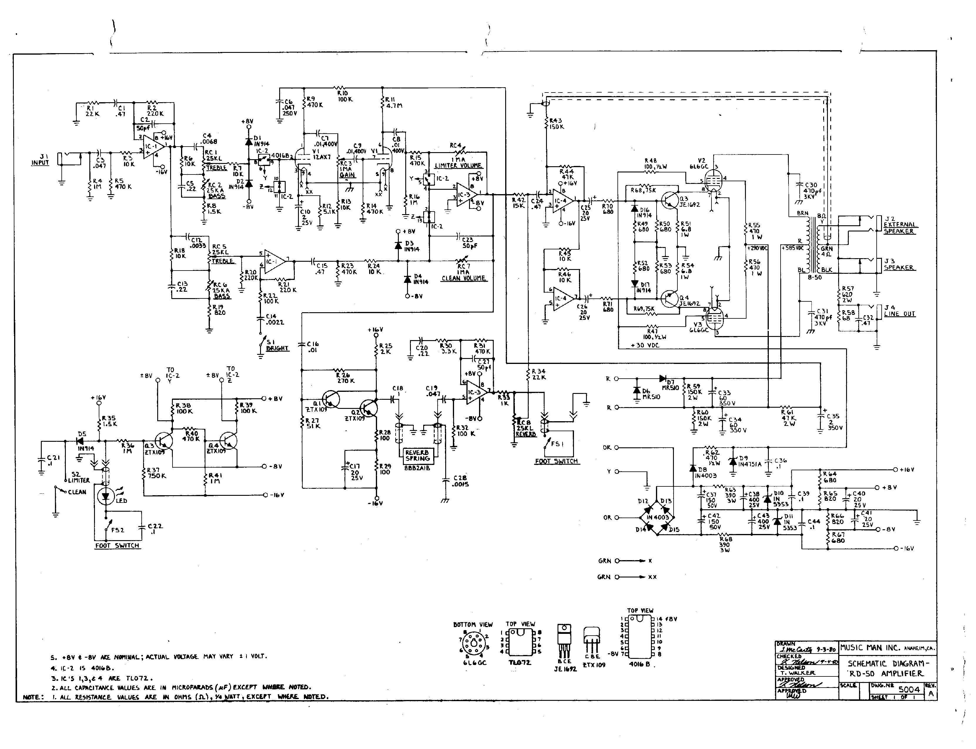 Схема Music Man - RD-50 Amplifier