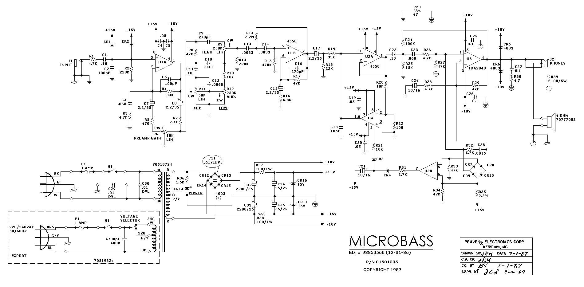 Схема Peavey - MicroBass Combo