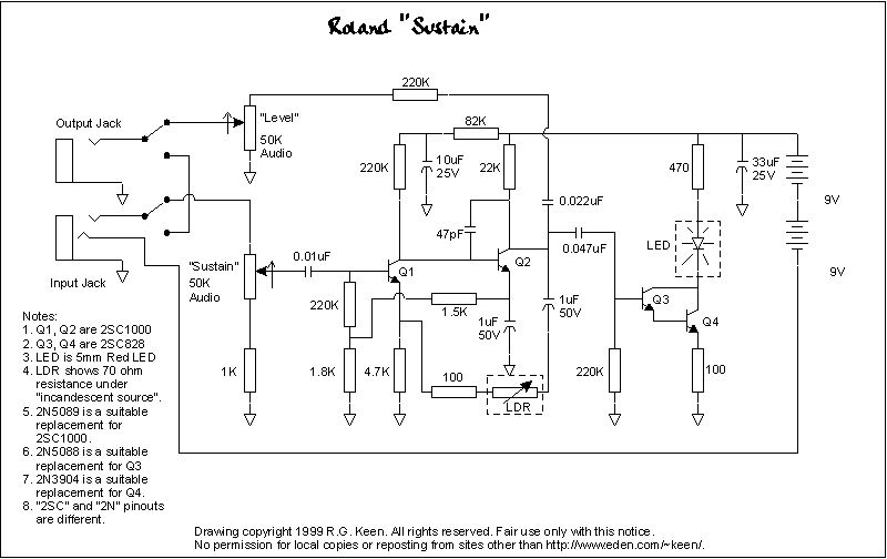Схема Roland - Roland Sustain