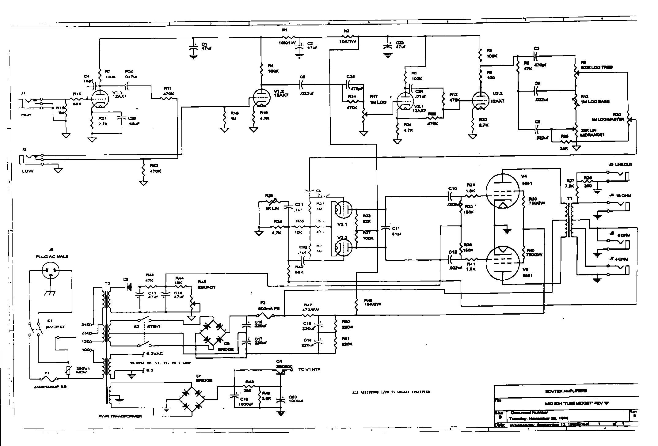 Схема Sovtek - Amplifier (50W)