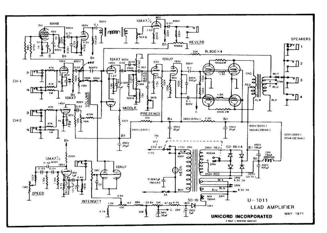 Схема Unicord - U-1011 Lead Amplifier