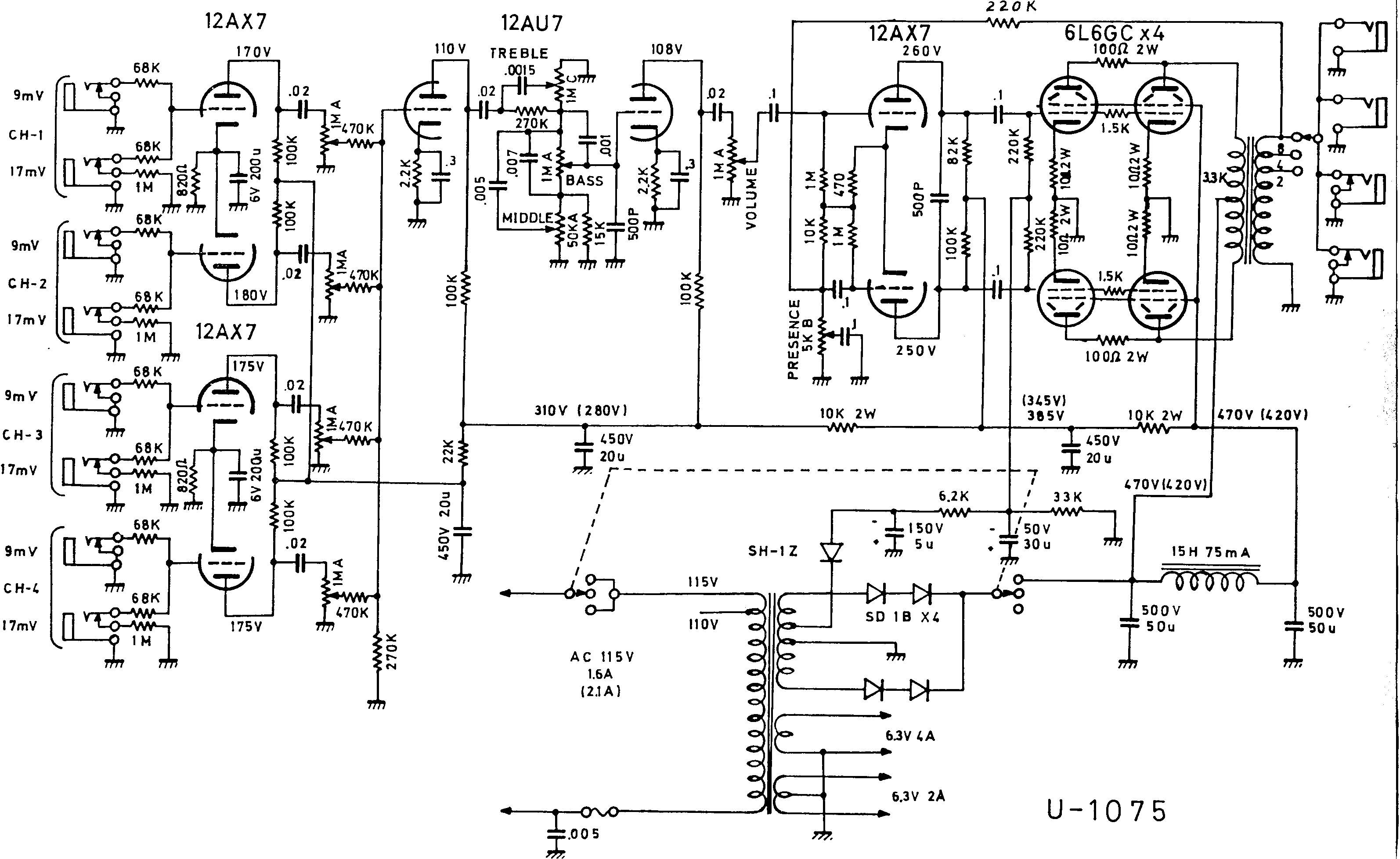 Схема Unicord - U1075 Amplifier