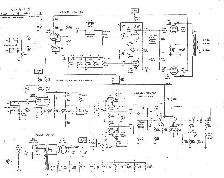 Схема Vox - AC15 Amplifier