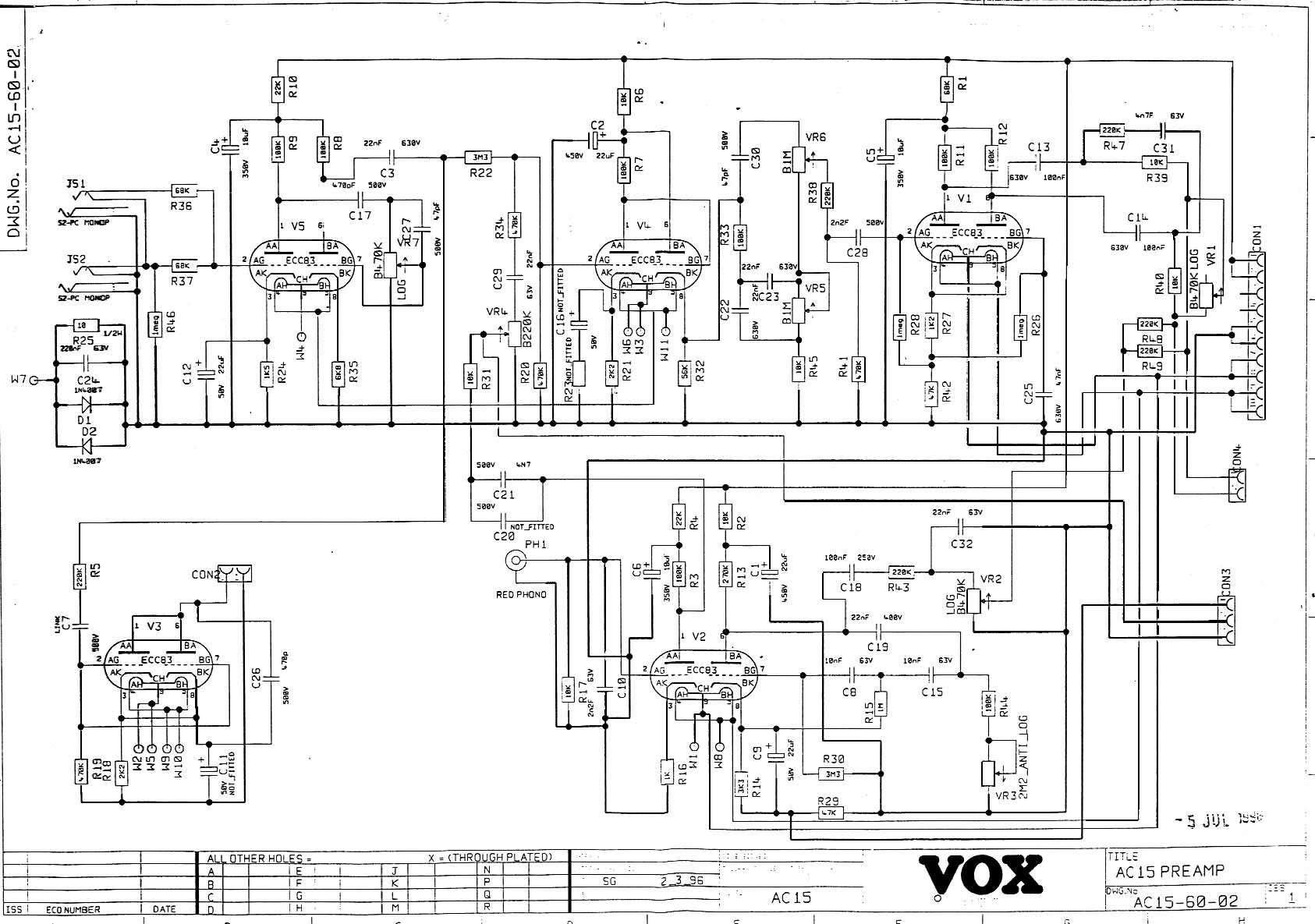 Схема Vox - AC15 Preamp (1996)