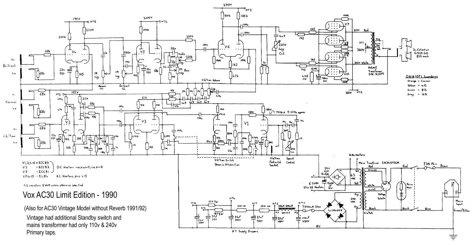 Схема Vox - AC30 Limit Edition (1990)