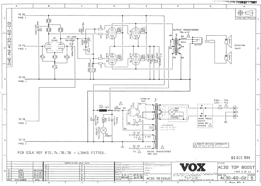 Схема Vox - AC30 RI Power Amp (1994)