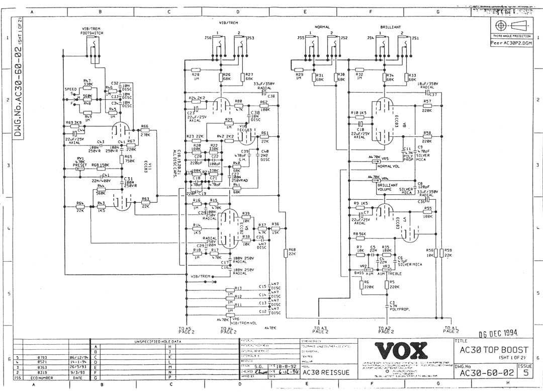 Схема Vox - AC30 Top Boost (1994)