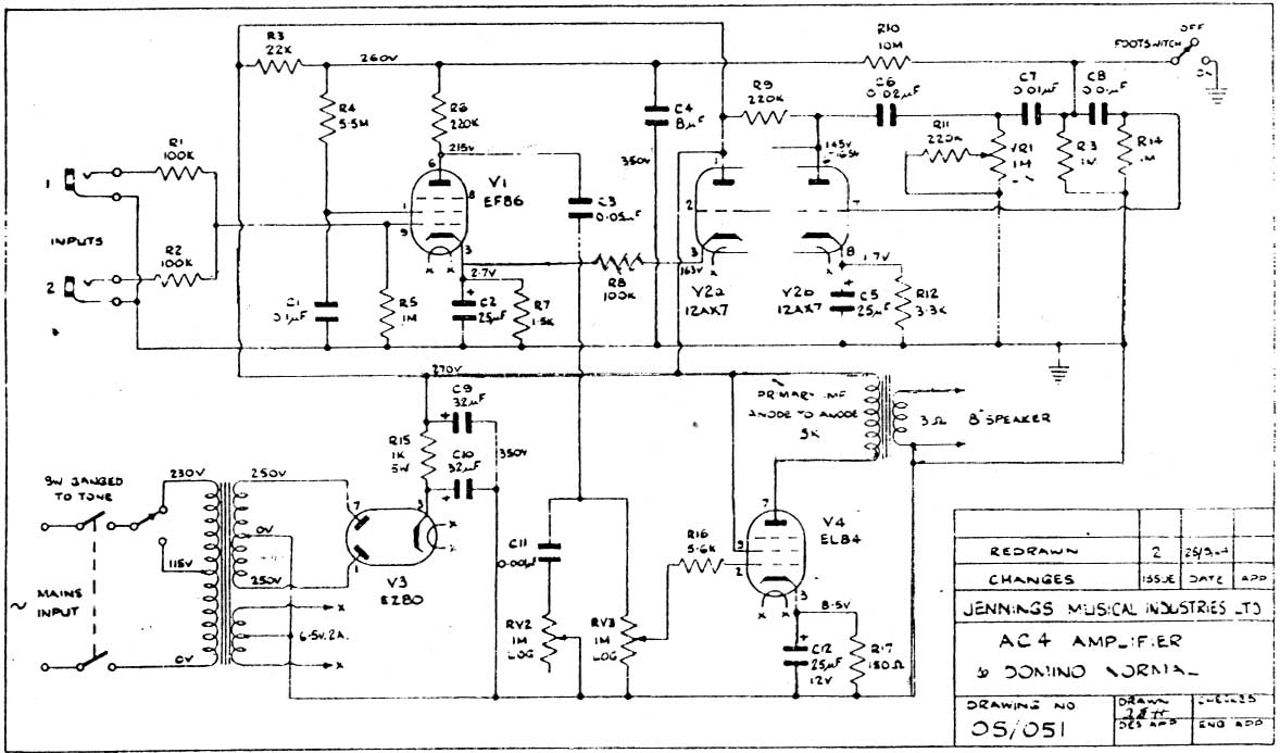 Схема Vox - AC4 Amplifier