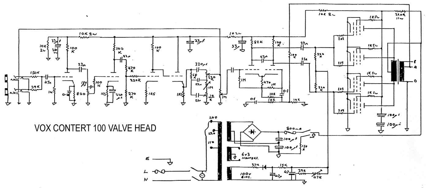 Схема Vox - Concert 100 valve head