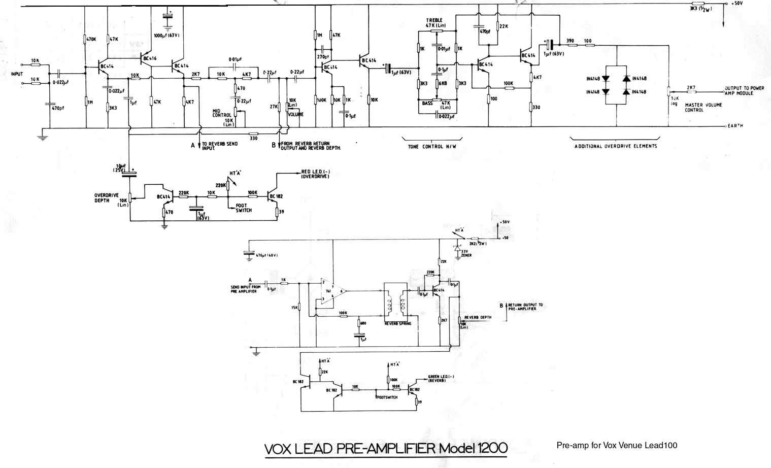 Схема Vox - Lead Preamp M1200