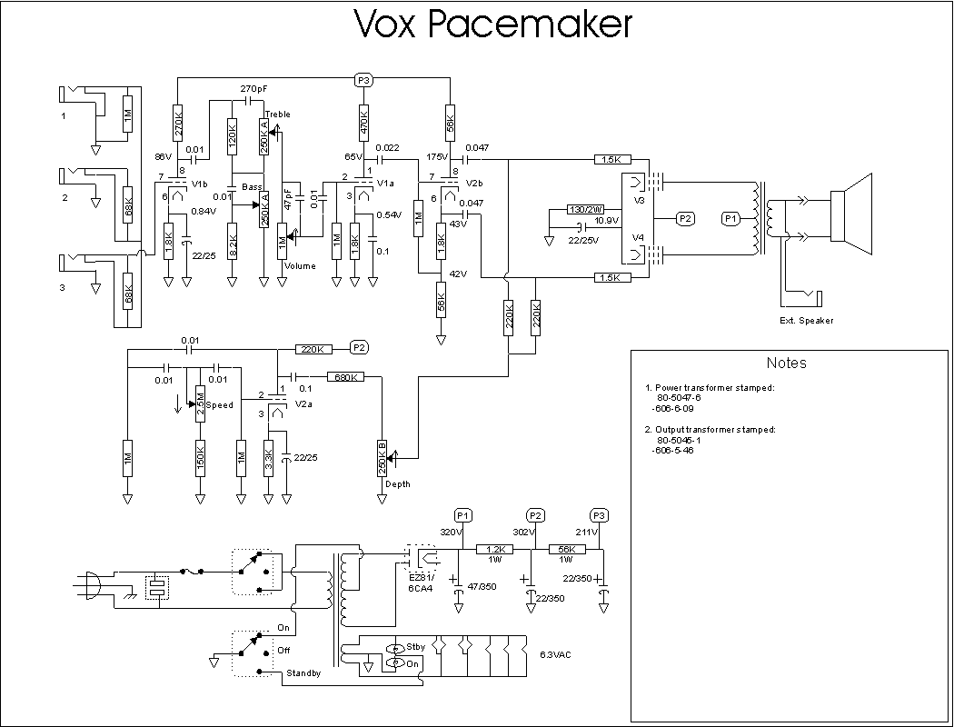 Схема Vox - Pacemaker amp